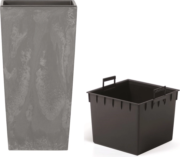Ghiveci Urbi Square Beton Effect cu inserție 32,5 × 32,5 × 61 cm marengo