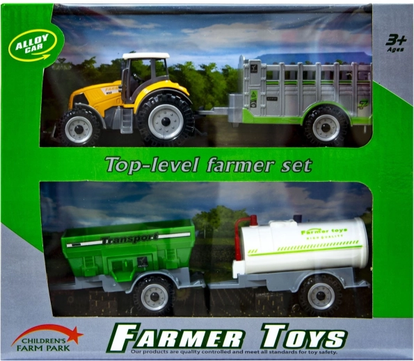 Tractor portocaliu cu remorci interschimbabile