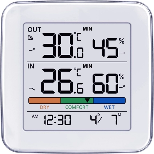 Măsurare clară a temperaturii și umidității în interior și exterior