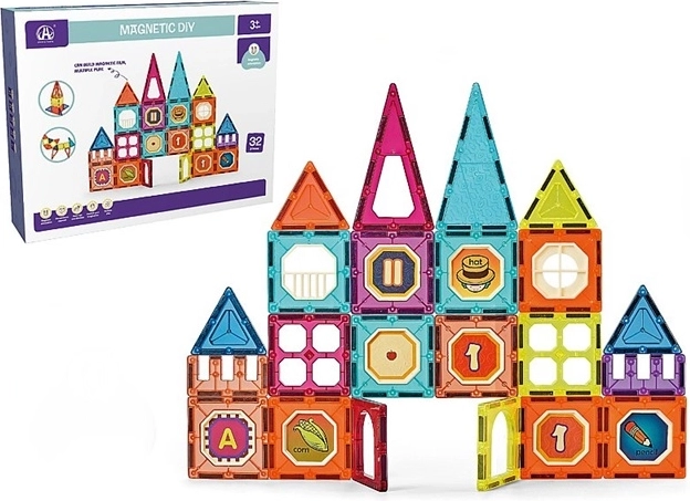 Set de construcție magnetic pentru copii – 32 de piese