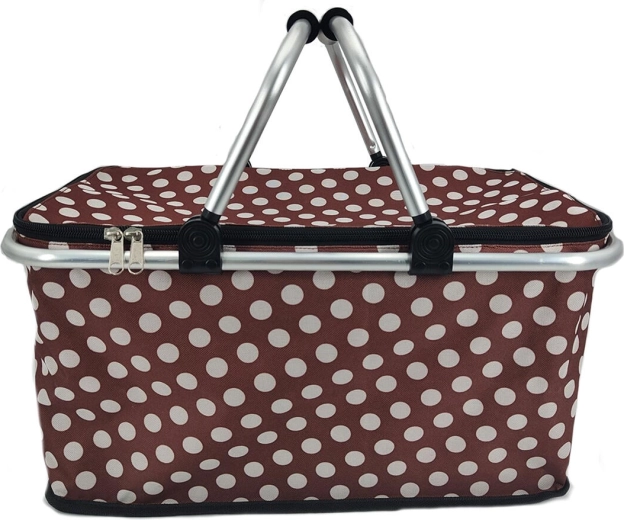 Coș de picnic pliabil 48 × 24 × 28 cm din aluminiu și poliester