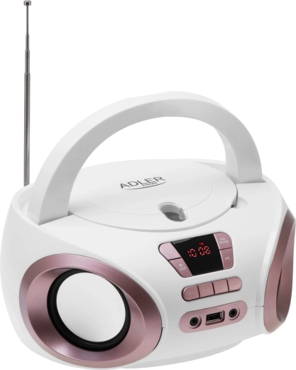 Boombox portabil cu cd și mp3 adler ad 1181 alb cuprat