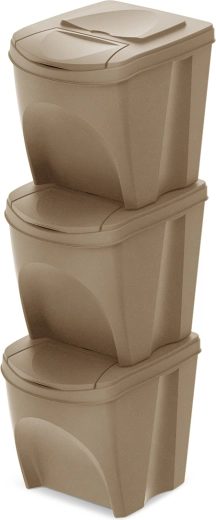 Set de coșuri pentru sortare Sortibox Eco Wood 3×25 l, Naturo