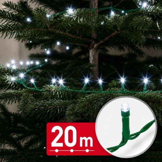 Ghirlandă luminoasă LED de 20 m cu 400 de LED-uri în lumină albă rece