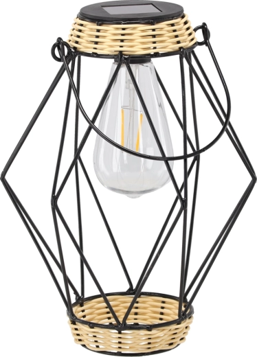 Lampion metalic solar negru 22 cm cu LED