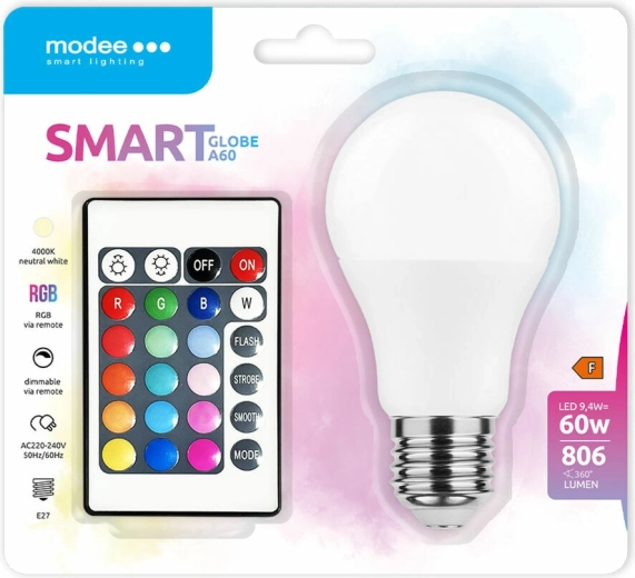 Modee LED bec inteligent A60 9,4 W E27 RGB-W 806 lm cu telecomandă