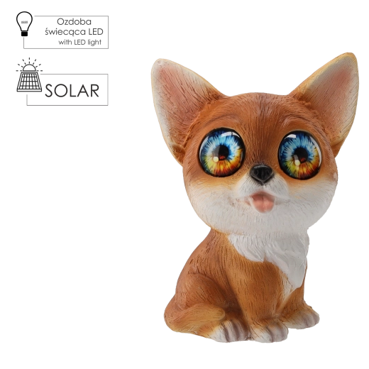 Figurină de grădină pisică cu iluminare LED solară 20,5 × 21 × 28,5 cm