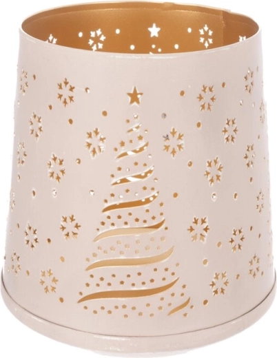 Sfeșnic metalic Tree alb-auriu 14 cm