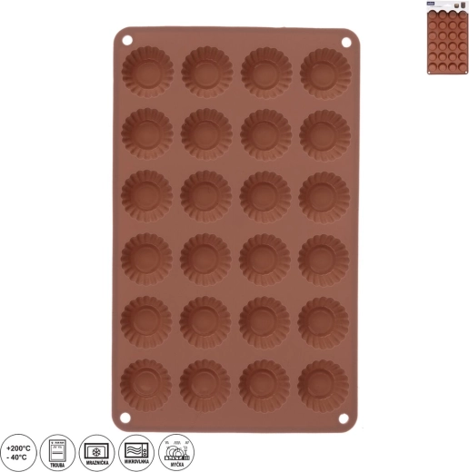 Formă din silicon pentru mini tarte 24 buc. maro