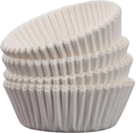 Căsuțe de hârtie pentru cofetărie 4,5 cm – albe, 100 buc