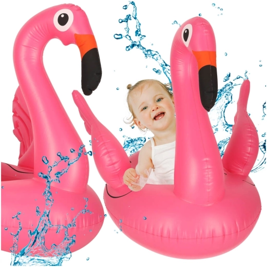 Scăunel gonflabil pentru copii, pentru apă, Flamingo