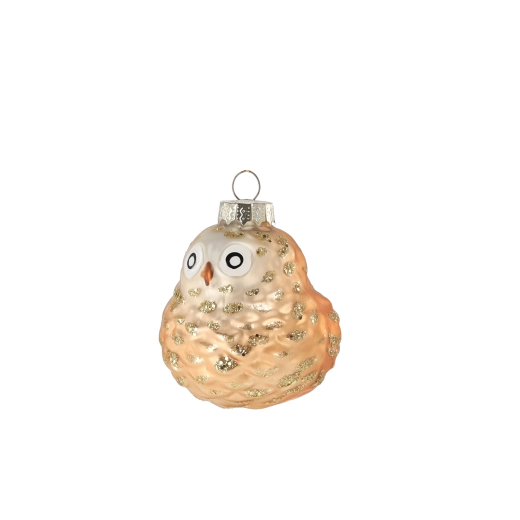 Glob de Crăciun din sticlă, bufniță multicoloră 6,6 cm Chomik