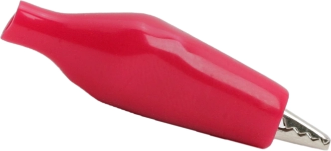 Mini clește crocodil cu izolație PVC roșie