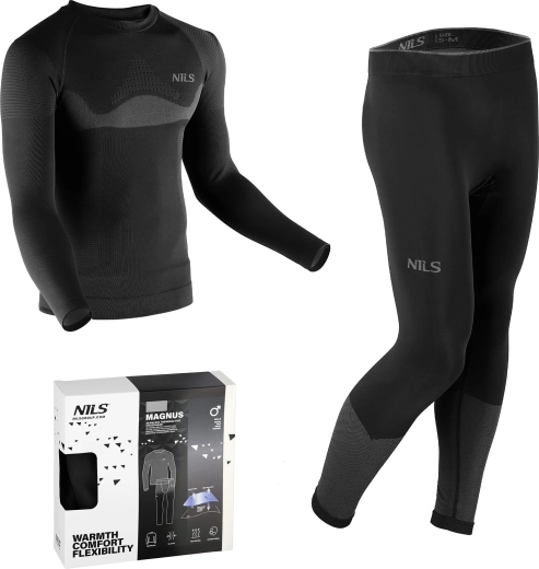 Lenjerie termică pentru bărbați NILS Magnus fără cusături, neagră