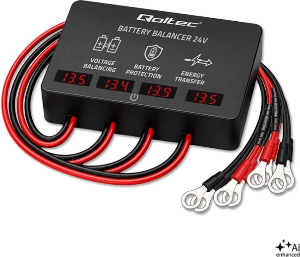 Echilibrator de tensiune 48 V pentru acumulatori 4× 12 V 10 A cu afișaj LED