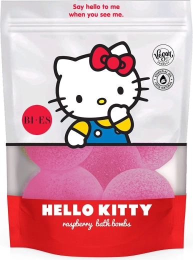Hello Kitty bile efervescente pentru baie cu aromă de zmeură 6×55 g