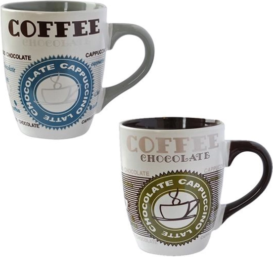 Cană ceramică TORO 350 ml cafea – verde/albastru