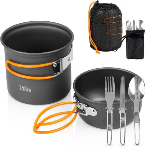 Set de camping/turism Vilde pentru gătit și masă cu tacâmuri 800/450 ml (6 piese)