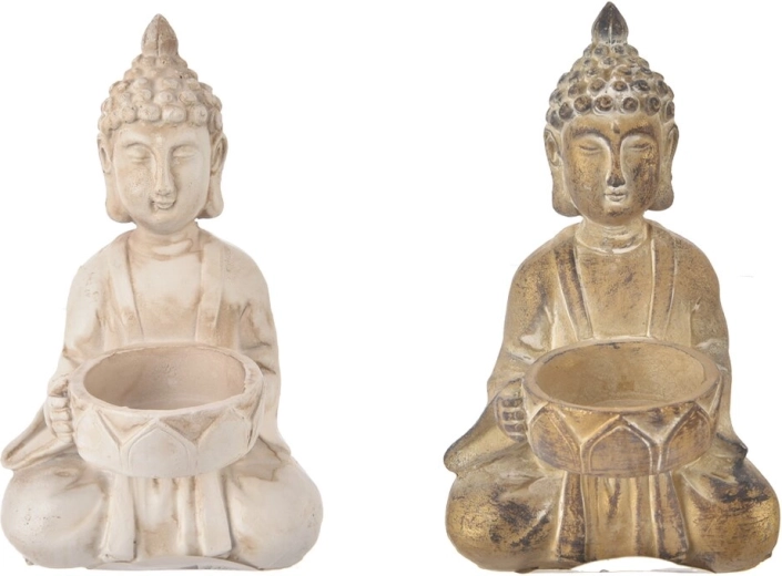 Sfeșnic Buddha din polirezina 9 × 9 × 14 cm (2 variante)