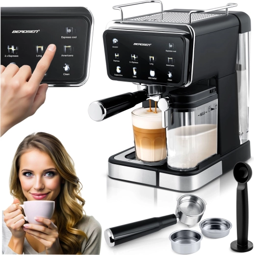 Espressor manual cu spumare lapte 20 bari BERDSEN BD-773 negru