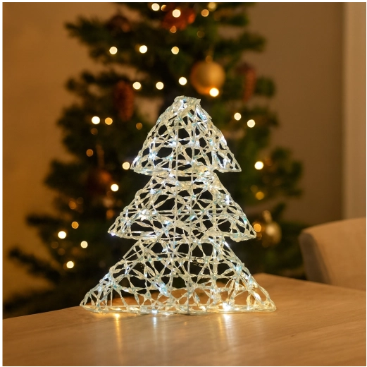 Brad LED de Crăciun 30 cm cu efect curcubeu, pe baterii