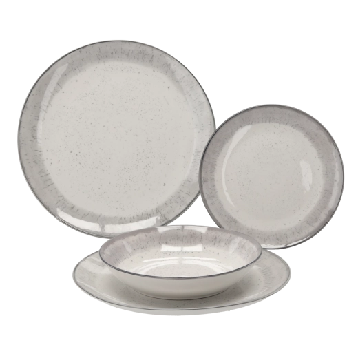 Set de farfurii 18 piese rotund gri