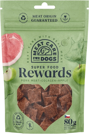 Deliciu cărnos pentru câini cu porc, colagen și măr 80 g