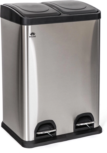 Coș din inox pentru deșeuri sortate 2×20 l cu pedală