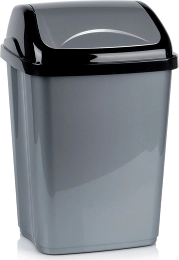 Coș de gunoi din plastic cu capac rabatabil 26 l, gri