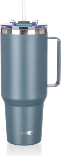 Cană termică cu mâner 1200 ml TWAIN din oțel inoxidabil, gri închis