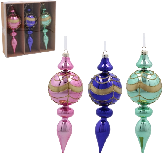 Set de vârfuri de Crăciun din plastic 17 cm – mix de culori, 3 buc