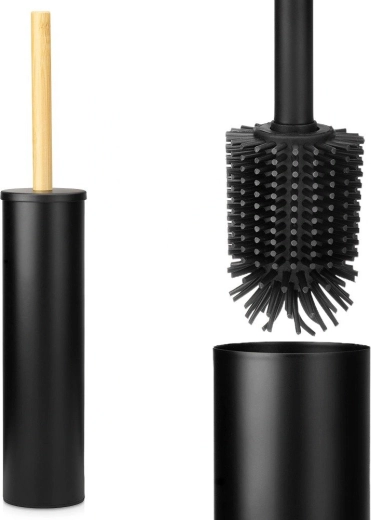 Perie WC din silicon Vilde cu suport negru 37,5 cm