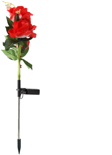 Lampă solară de grădină trandafir 70 cm, alb cald, 3 LED