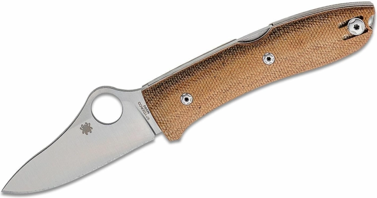 Cuțit de buzunar Spyderco SpyOpera Micarta maro, lamă satinată M390 7,4 cm