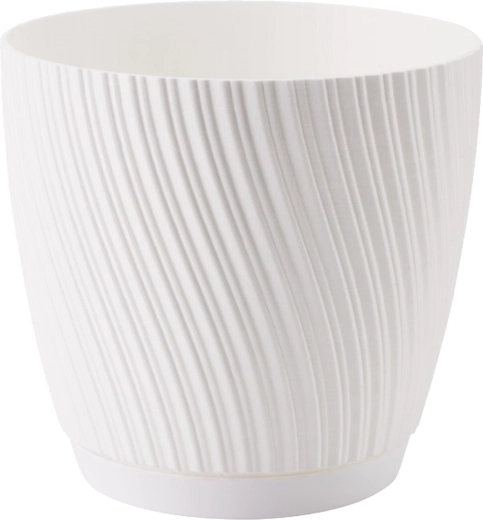 Ghiveci MIKA ECO RECYCLED cu farfurioară 23 cm alb
