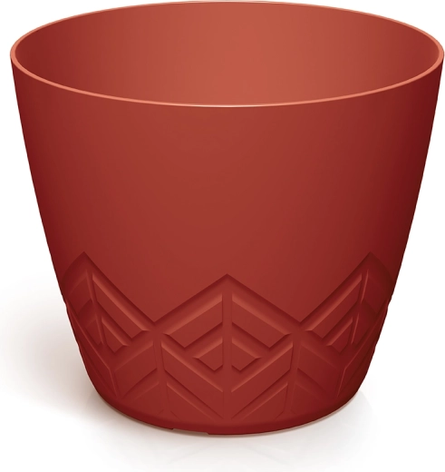 Ghiveci din plastic cu relief geometric 24 cm – roșu retro