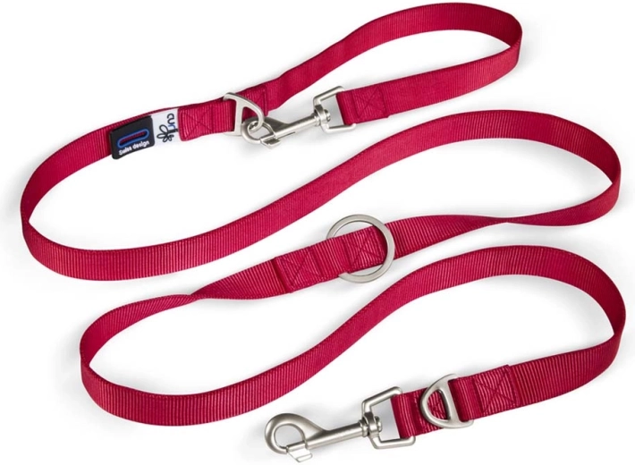 Lesă ajustabilă din nailon Curli pentru câini roșie L 200 × 2 cm