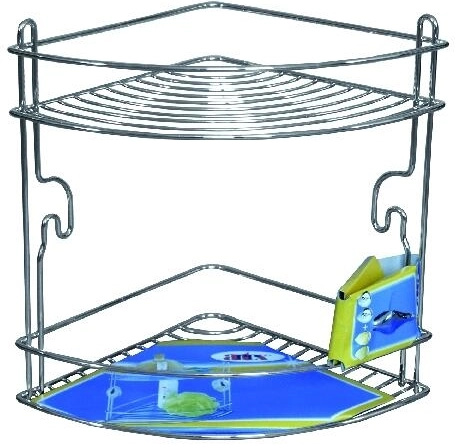 Raft de colț cu două etaje STICK, crom, 20 × 20 × 26 cm