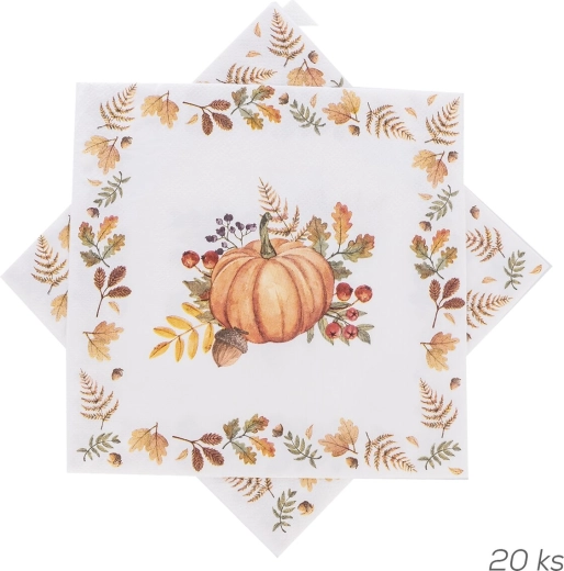 Șervețele din hârtie Toamnă cu motiv de dovleci 33 × 33 cm (20 buc.)