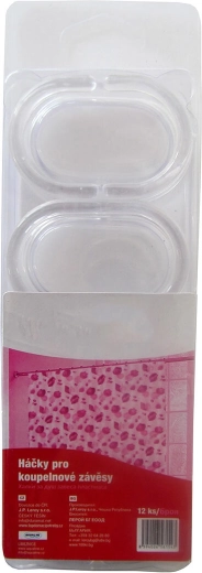 Cârlige pentru perdea de duș pentru baie – plastic transparent, 12 buc