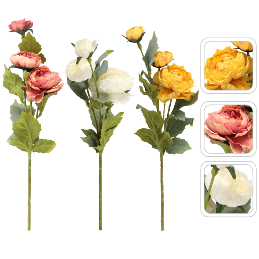 Trandafir artificial pe tulpină 50 cm, mix 3 culori