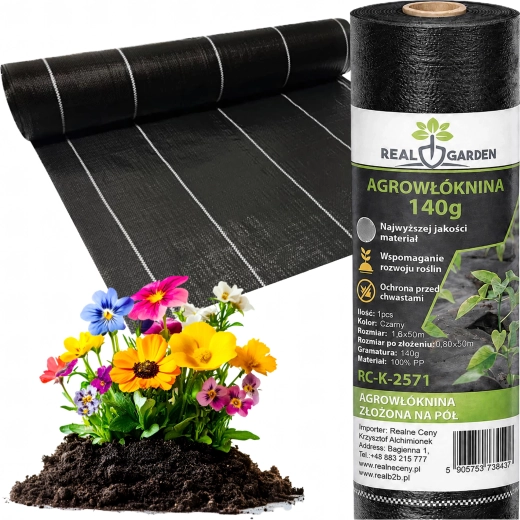 Agrotextilă UV neagră împotriva buruienilor 140 g/m² 1,6 × 50 m