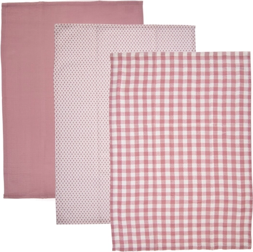 Prosoape de bucătărie din bumbac roz, set 3 buc.