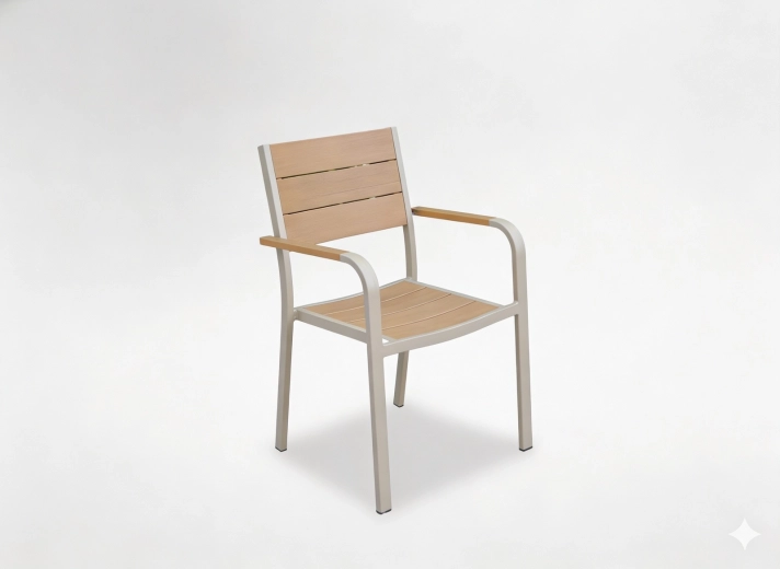 Scaun de grădină din aluminiu bej 55 × 55 × 86 cm