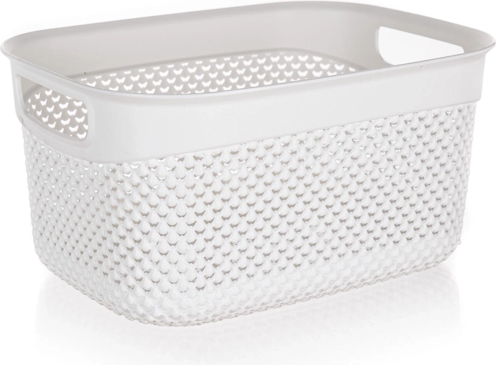 Coș din plastic aspect ratan 6,6 l alb 29 × 21,5 × 15 cm
