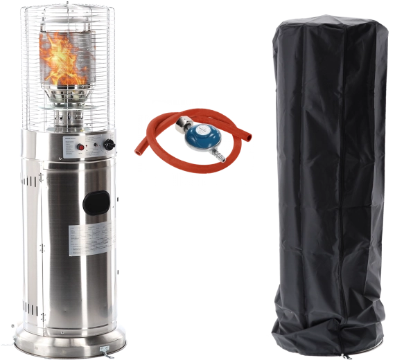 Încălzitor de terasă pe gaz din oțel inoxidabil 136 cm – compact