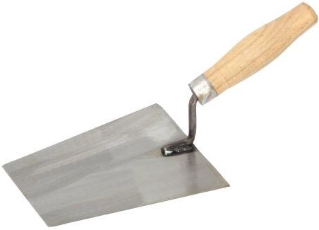 Căuș de zidar din oțel șlefuit 180 × 130 mm cu mâner din lemn