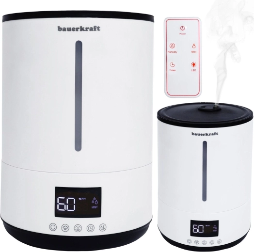 Umidificator de aer cu ultrasunete cu filtru anticalcar, aromaterapie și telecomandă Bauerkraft