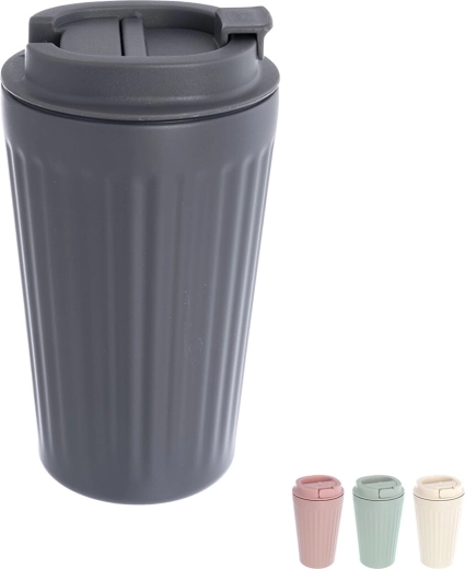 Cana termo de călătorie 500 ml cu capac (inox/plastic), mix de culori