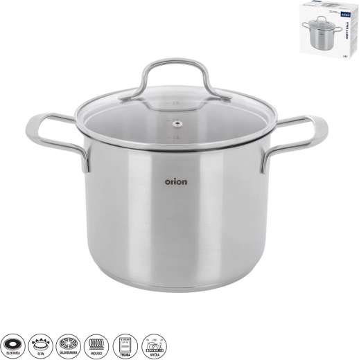 Oală din inox ANETT Glass 3,6 l cu capac din sticlă